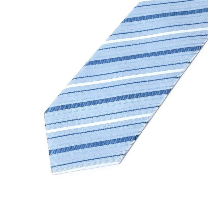 Mixed Weave Light Blue Jacquard Stripe Tie