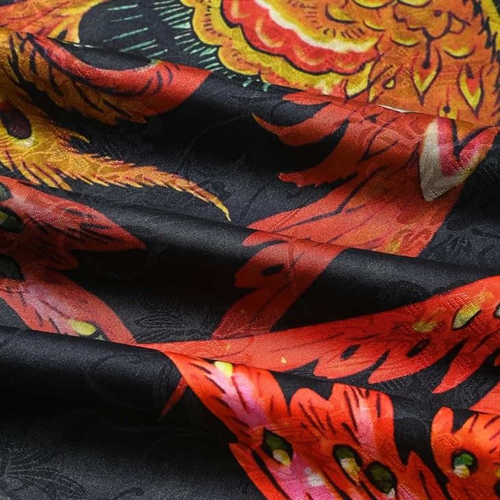 Rich Peacock Polyester Silkly Screen Printed Scarf