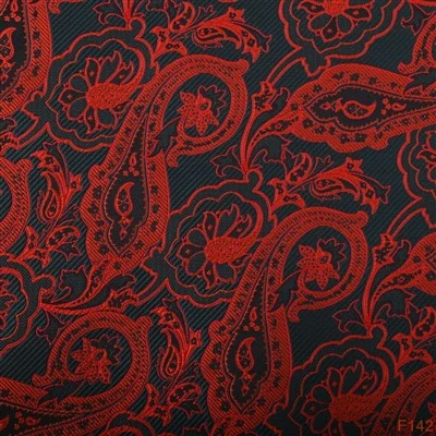 Elegants Paisley žakarda uzvalka audums — F142 melns satīna atloks, formāls žakete